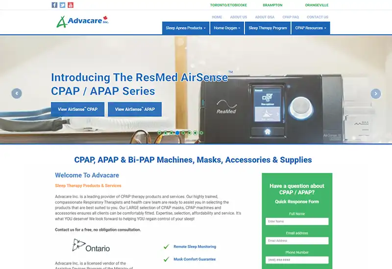 Archived desktop website preview for Advacare