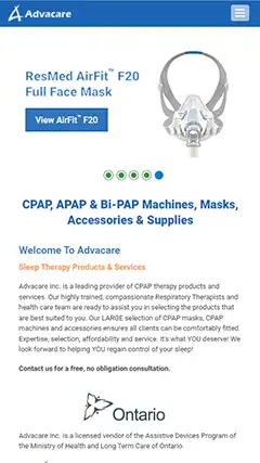 Archived mobile website preview for Advacare