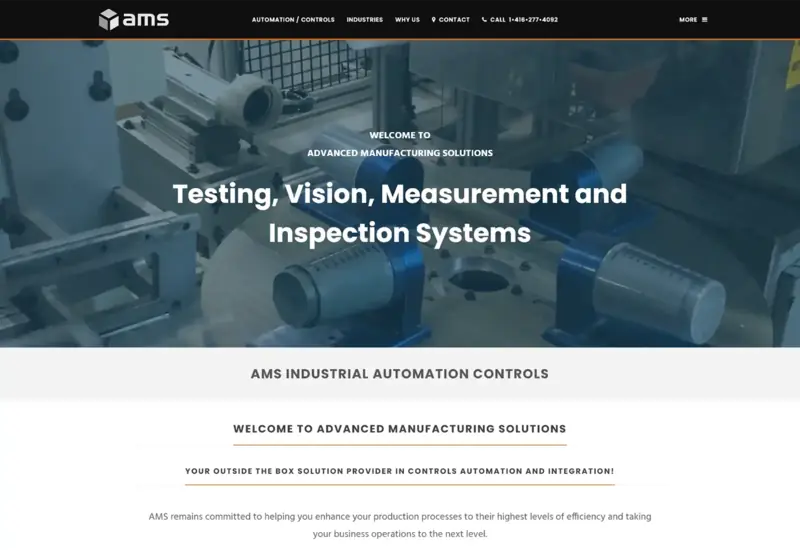 Desktop website design preview for Advanced Manufacturing Solutions Inc.