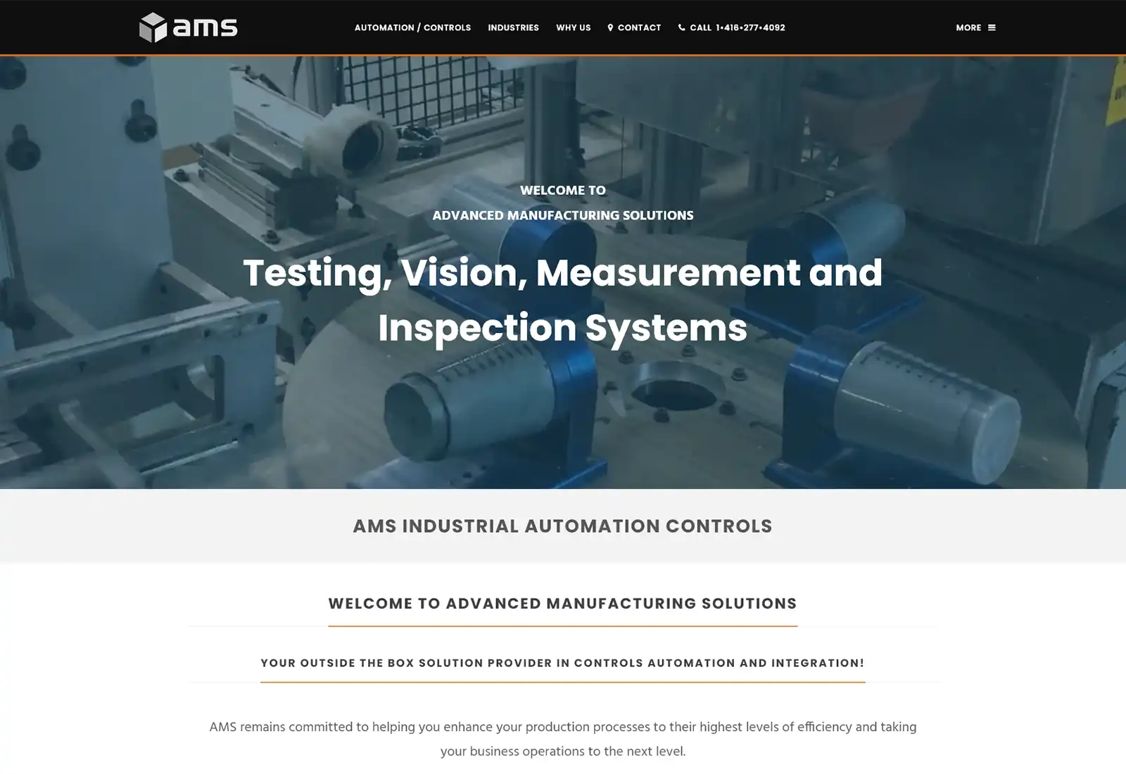 Desktop website design preview for Advanced Manufacturing Solutions Inc.
