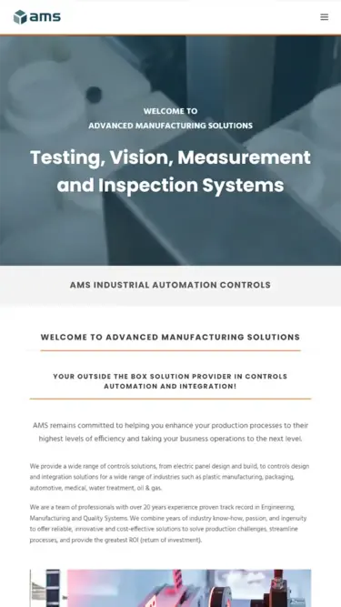 Mobile website design preview for Advanced Manufacturing Solutions Inc.