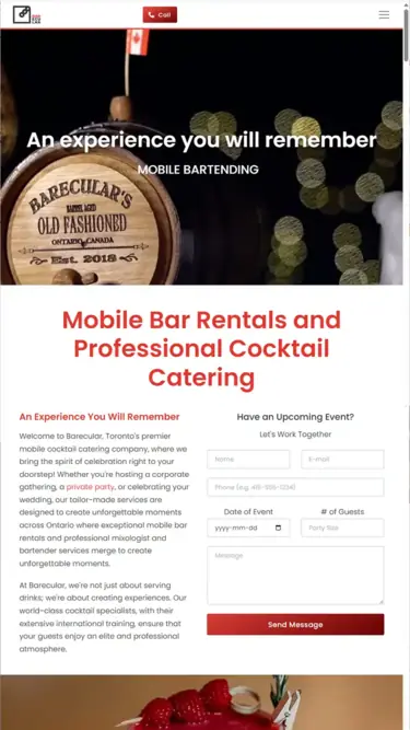 Mobile website preview for Barecular Inc.