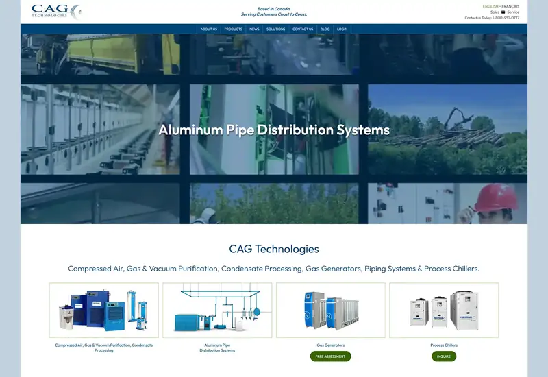 Desktop website design preview for CAG Technologies Inc.