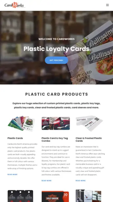 Mobile website design preview for Cardworks North America