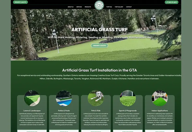 Desktop website preview for Creative Grass Turf Corp
