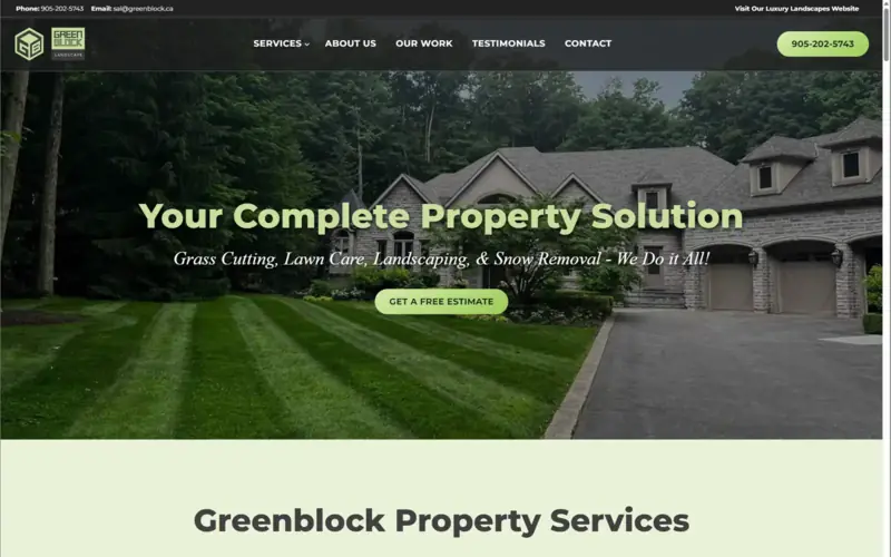 Desktop website preview for Greenblock Property Services