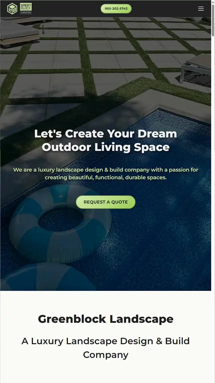 Mobile website design preview for Greenblock Landscape