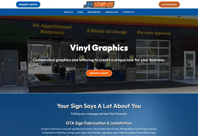 Desktop website design preview for JC Signs & Services