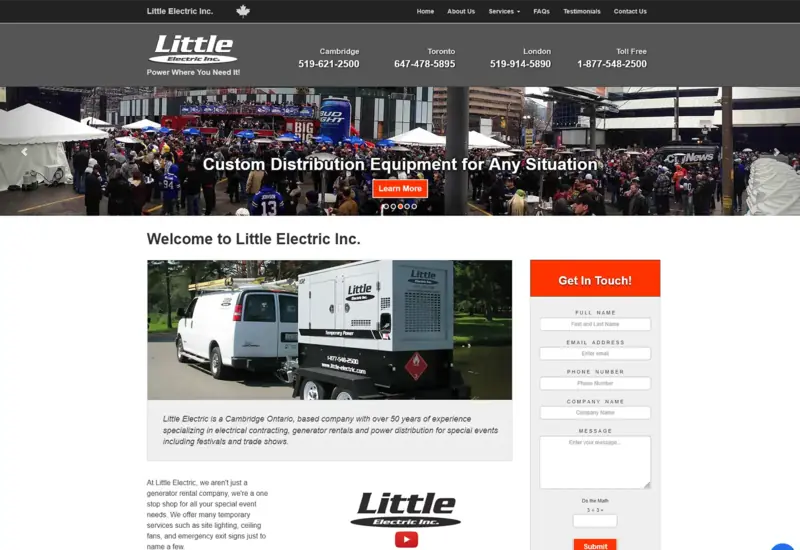 Desktop website design preview for Little Electric