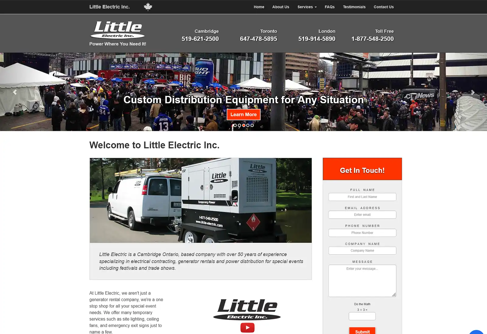 Desktop website design preview for Little Electric