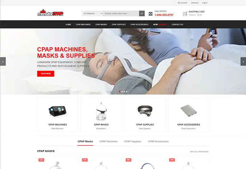 Archived desktop ecommerce website preview for MonsterCPAP