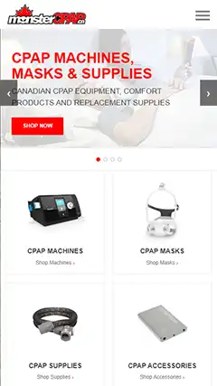 Archived mobile ecommerce website preview for MonsterCPAP