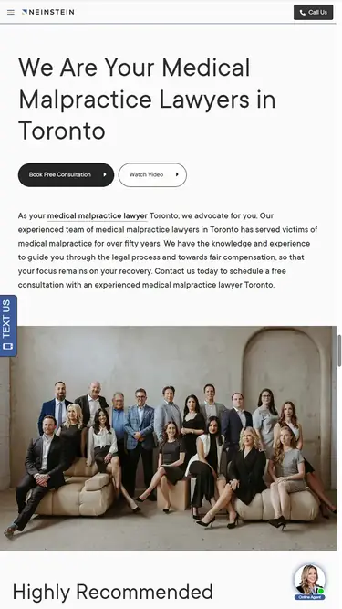 Mobile website design preview for MedicalMalpractice.ca
