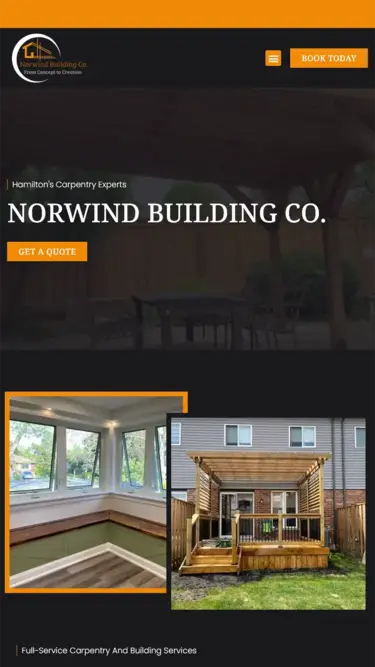Mobile website design preview for Norwind Building Co.
