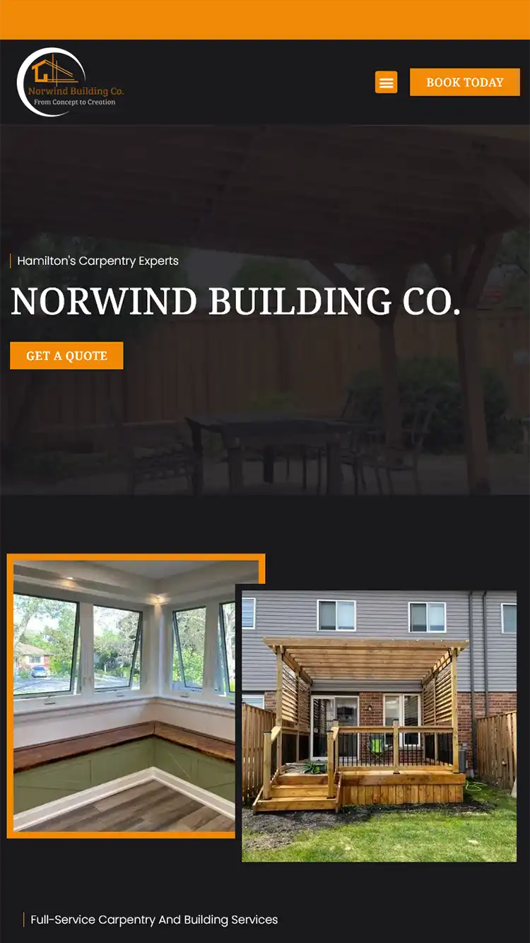 Mobile website design preview for Norwind Building Co.