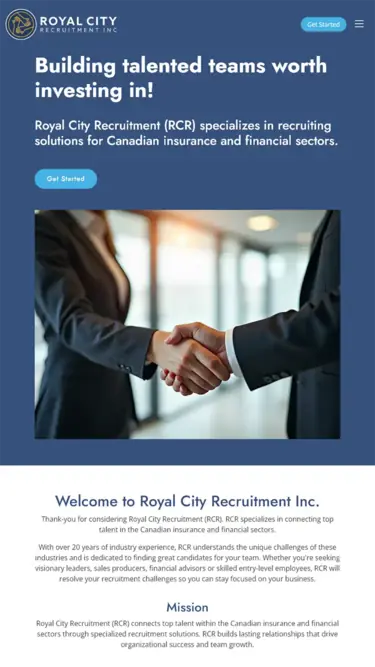 Mobile website design preview for Royal City Recruitment Inc.